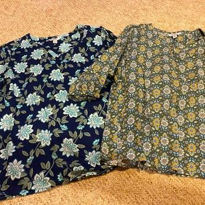 Two Croft and Barrow XXL Long Sleeve Floral Tops 100% Cotton